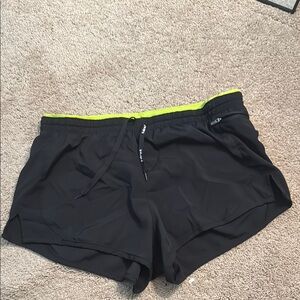 Black Athletic Shorts with Neon Yellow Trim